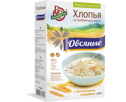 Хлопья овсяные Вишневый сад с пшеничными отрубями, 400г